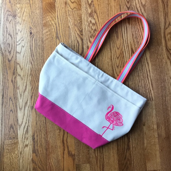 Handbags - Canvas Tote Bag with Flamingo Graphic Handbags - Canvas Tote Bag with Flamingo Graphic